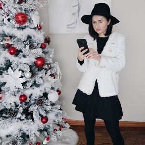 Vintage Double Breasted Frayed Tweed Jacket